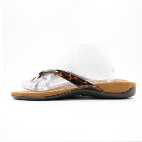 Vionic Shoes - Vionic Bella Tortoise Print Brown Patent Leather Lightweight Thong Sandals - 10